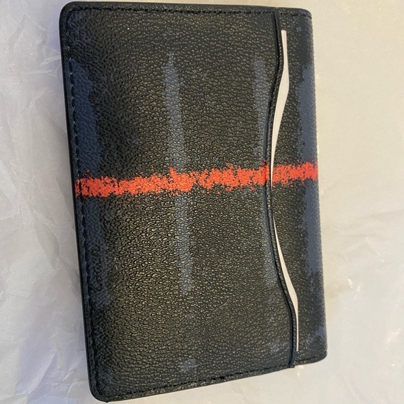 Coach Navy Multi Plaid Canvas Leather Wallet NWOT MSRP $125 - Picture 3 of 4